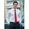 image:imageHISDERN Mens Solid Ties Formal Business Woven Tie and Pocket Square Cufflinks Set Classic Silk Satin Necktie WeddingG1red Light