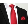 image:imageHISDERN Mens Solid Ties Formal Business Woven Tie and Pocket Square Cufflinks Set Classic Silk Satin Necktie WeddingG1red Light