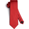 image:imageHISDERN Mens Solid Ties Formal Business Woven Tie and Pocket Square Cufflinks Set Classic Silk Satin Necktie WeddingG1red Light