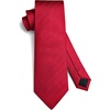 image:imageHISDERN Mens Solid Ties Formal Business Woven Tie and Pocket Square Cufflinks Set Classic Silk Satin Necktie WeddingG2red