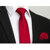 image:imageHISDERN Mens Solid Ties Formal Business Woven Tie and Pocket Square Cufflinks Set Classic Silk Satin Necktie WeddingG2red