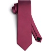 image:imageHISDERN Mens Solid Ties Formal Business Woven Tie and Pocket Square Cufflinks Set Classic Silk Satin Necktie WeddingG3burgundy