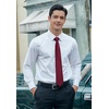 image:imageHISDERN Mens Solid Ties Formal Business Woven Tie and Pocket Square Cufflinks Set Classic Silk Satin Necktie WeddingG3burgundy