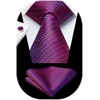 image:imageHISDERN Mens Solid Ties Formal Business Woven Tie and Pocket Square Cufflinks Set Classic Silk Satin Necktie WeddingG4burgundy