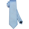 image:imageHISDERN Mens Solid Ties Formal Business Woven Tie and Pocket Square Cufflinks Set Classic Silk Satin Necktie WeddingHbaby Blue Light 2