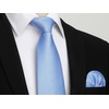 image:imageHISDERN Mens Solid Ties Formal Business Woven Tie and Pocket Square Cufflinks Set Classic Silk Satin Necktie WeddingHbaby Blue Light 2