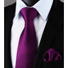 image:imageHISDERN Mens Solid Ties Formal Business Woven Tie and Pocket Square Cufflinks Set Classic Silk Satin Necktie WeddingI2purple Dark