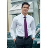 image:imageHISDERN Mens Solid Ties Formal Business Woven Tie and Pocket Square Cufflinks Set Classic Silk Satin Necktie WeddingI2purple Dark