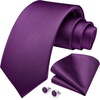 image:imageHISDERN Mens Solid Ties Formal Business Woven Tie and Pocket Square Cufflinks Set Classic Silk Satin Necktie WeddingI2purple Dark