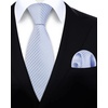 image:imageHISDERN Mens Solid Ties Formal Business Woven Tie and Pocket Square Cufflinks Set Classic Silk Satin Necktie WeddingIpurple Light 1
