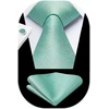image:imageHISDERN Mens Solid Ties Formal Business Woven Tie and Pocket Square Cufflinks Set Classic Silk Satin Necktie WeddingJ11mint Green