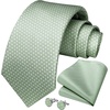 image:imageHISDERN Mens Solid Ties Formal Business Woven Tie and Pocket Square Cufflinks Set Classic Silk Satin Necktie WeddingJ1sage Green