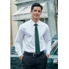 image:imageHISDERN Mens Solid Ties Formal Business Woven Tie and Pocket Square Cufflinks Set Classic Silk Satin Necktie WeddingJ4emerald Green