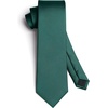 image:imageHISDERN Mens Solid Ties Formal Business Woven Tie and Pocket Square Cufflinks Set Classic Silk Satin Necktie WeddingJ4emerald Green