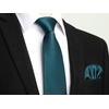 image:imageHISDERN Mens Solid Ties Formal Business Woven Tie and Pocket Square Cufflinks Set Classic Silk Satin Necktie WeddingJ5teal Dark
