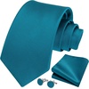 image:imageHISDERN Mens Solid Ties Formal Business Woven Tie and Pocket Square Cufflinks Set Classic Silk Satin Necktie WeddingJ6teal
