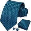 image:imageHISDERN Mens Solid Ties Formal Business Woven Tie and Pocket Square Cufflinks Set Classic Silk Satin Necktie WeddingJ7teal
