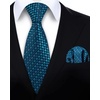 image:imageHISDERN Mens Solid Ties Formal Business Woven Tie and Pocket Square Cufflinks Set Classic Silk Satin Necktie WeddingJ7teal