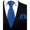 image:imageHISDERN Mens Solid Ties Formal Business Woven Tie and Pocket Square Cufflinks Set Classic Silk Satin Necktie WeddingK1royal Blue