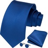 image:imageHISDERN Mens Solid Ties Formal Business Woven Tie and Pocket Square Cufflinks Set Classic Silk Satin Necktie WeddingK1royal Blue