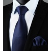 image:imageHISDERN Mens Solid Ties Formal Business Woven Tie and Pocket Square Cufflinks Set Classic Silk Satin Necktie WeddingK2navy Blue 3