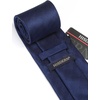 image:imageHISDERN Mens Solid Ties Formal Business Woven Tie and Pocket Square Cufflinks Set Classic Silk Satin Necktie WeddingK4navy Blue 2