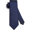 image:imageHISDERN Mens Solid Ties Formal Business Woven Tie and Pocket Square Cufflinks Set Classic Silk Satin Necktie WeddingK4navy Blue 2