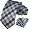 image:imageHISDERN Mens Ties Solid Color Tie and Pocket Square Set Classic Woven Formal Neckties amp Handkerchief Wedding PartyBblue  Gray  White Check