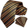 image:imageHISDERN Mens Ties Solid Color Tie and Pocket Square Set Classic Woven Formal Neckties amp Handkerchief Wedding PartyBlack Gold Striped