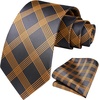 image:imageHISDERN Mens Ties Solid Color Tie and Pocket Square Set Classic Woven Formal Neckties amp Handkerchief Wedding PartyBlack and Brown