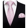 image:imageHISDERN Mens Ties Solid Color Tie and Pocket Square Set Classic Woven Formal Neckties amp Handkerchief Wedding PartyBlush Pink Check