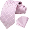 image:imageHISDERN Mens Ties Solid Color Tie and Pocket Square Set Classic Woven Formal Neckties amp Handkerchief Wedding PartyBlush Pink Check