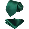 image:imageHISDERN Mens Ties Solid Color Tie and Pocket Square Set Classic Woven Formal Neckties amp Handkerchief Wedding PartyC06green