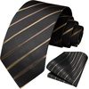 image:imageHISDERN Mens Ties Solid Color Tie and Pocket Square Set Classic Woven Formal Neckties amp Handkerchief Wedding PartyCblack
