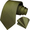image:imageHISDERN Mens Ties Solid Color Tie and Pocket Square Set Classic Woven Formal Neckties amp Handkerchief Wedding PartyOlive Green