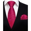 image:imageHISDERN Mens Ties Solid Color Tie and Pocket Square Set Classic Woven Formal Neckties amp Handkerchief Wedding PartyPink Paisley