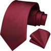 image:imageHISDERN Mens Ties Solid Color Tie and Pocket Square Set Classic Woven Formal Neckties amp Handkerchief Wedding PartyRed 2