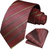 image:imageHISDERN Mens Ties Solid Color Tie and Pocket Square Set Classic Woven Formal Neckties amp Handkerchief Wedding PartyRed 3