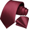 image:imageHISDERN Mens Ties Solid Color Tie and Pocket Square Set Classic Woven Formal Neckties amp Handkerchief Wedding PartyRed
