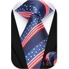 image:imageHISDERN Stripe Tie Mens Ties with Pocket Square Set Classic 34 Silk Formal Necktie Handkerchief for Business WeddingA01navy American Flag