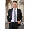 image:imageHISDERN Stripe Tie Mens Ties with Pocket Square Set Classic 34 Silk Formal Necktie Handkerchief for Business WeddingA08grey  Silver
