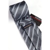 image:imageHISDERN Stripe Tie Mens Ties with Pocket Square Set Classic 34 Silk Formal Necktie Handkerchief for Business WeddingA08grey  Silver