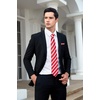 image:imageHISDERN Stripe Tie Mens Ties with Pocket Square Set Classic 34 Silk Formal Necktie Handkerchief for Business WeddingD02red White