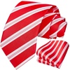 image:imageHISDERN Stripe Tie Mens Ties with Pocket Square Set Classic 34 Silk Formal Necktie Handkerchief for Business WeddingD02red White