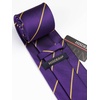 image:imageHISDERN Stripe Tie Mens Ties with Pocket Square Set Classic 34 Silk Formal Necktie Handkerchief for Business WeddingD03purple
