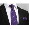 image:imageHISDERN Stripe Tie Mens Ties with Pocket Square Set Classic 34 Silk Formal Necktie Handkerchief for Business WeddingD03purple