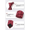 image:imageHISDERN Stripe Tie Mens Ties with Pocket Square Set Classic 34 Silk Formal Necktie Handkerchief for Business WeddingD07red