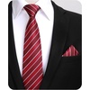 image:imageHISDERN Stripe Tie Mens Ties with Pocket Square Set Classic 34 Silk Formal Necktie Handkerchief for Business WeddingD07red