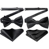 image:imageHISDERN Black Bow Ties for Men PreTied Paisley Bow Ties and Pocket Square Set Formal Floral Bowtie Classic Bowties for Wedding Party