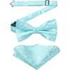 image:imageHISDERN Bow Ties for Men Pretied Paisley Bow Ties Pocket Square Set Mens Bowtie Wedding PartyAturquoise Blue